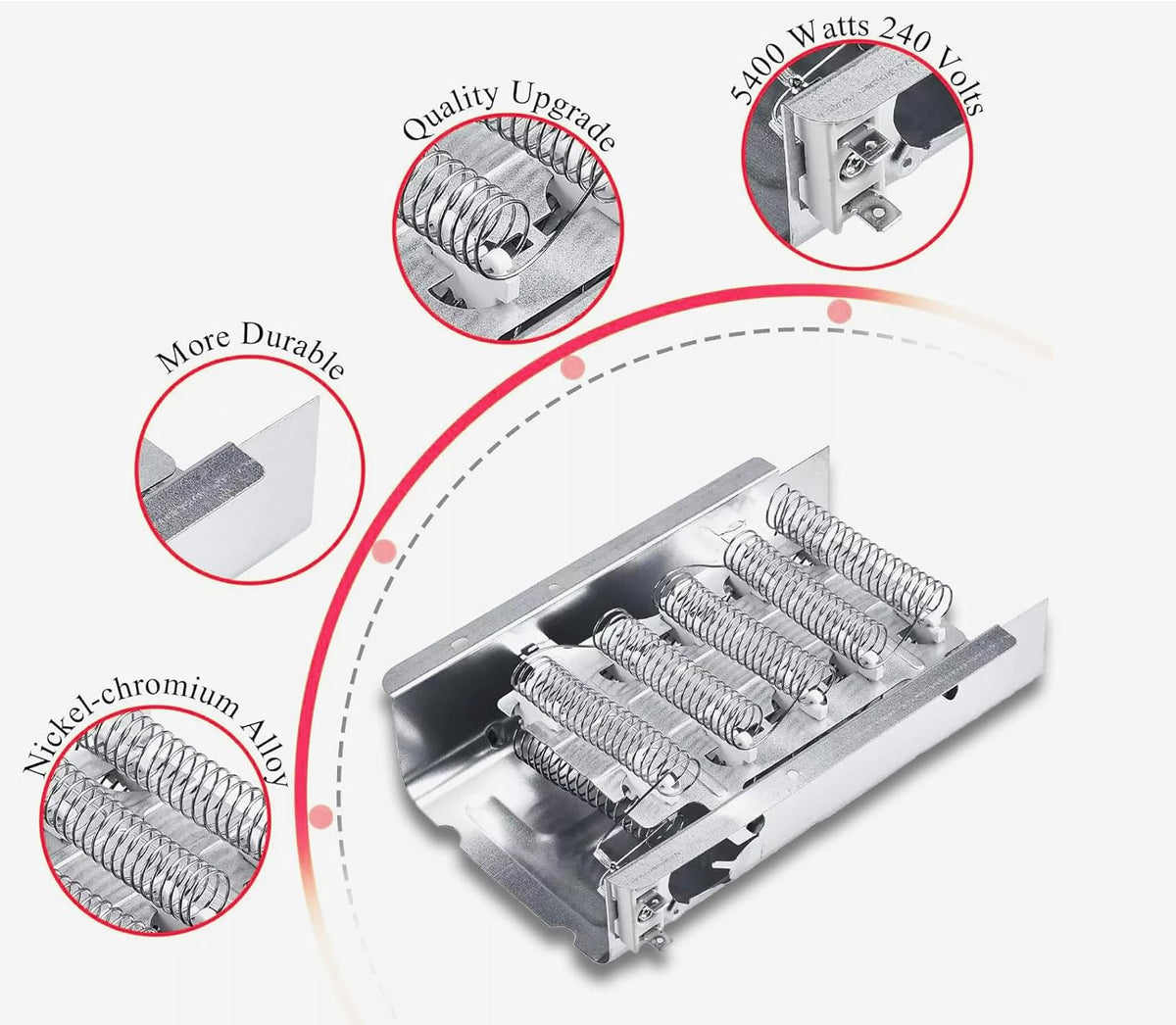 Dryer Heating Element Kit Replacement for Maytag MED5570TQ0 MED5591TQ0 MED5600TQ0 MED5600TQ1 MED5620TQ0 MED5620TQ1 MED5621TQ0 MED5630TQ0 MED5630TQ1 MED5640TQ0 models