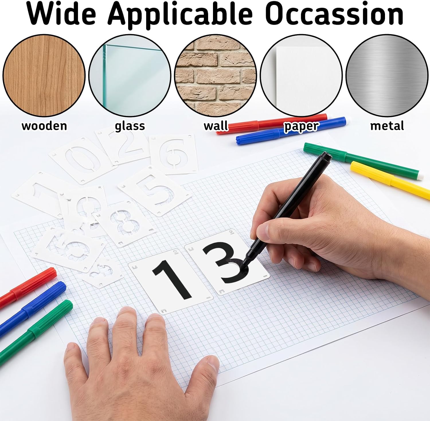 3,4,5,6 Inch Number Stencils Kit 0-9, 40Pcs Plastic Number Stencils, Reusable Curb Stencil Kit for Address Painting