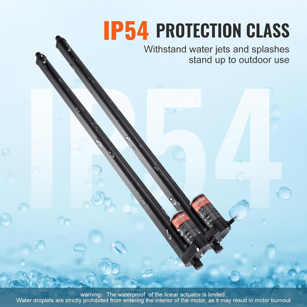 VEVOR 2PCS Linear Actuator Kit, 30 Inch High Speed 0.35"/s Linear Motion Actuator 110V, 220lbs/1000N Linear Actuator for TV/Table/Sofa Lifting, IP54 Protection - Wireless Remote Control Included