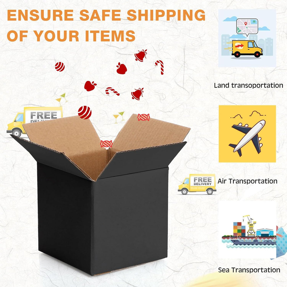 72 Pcs 4 x 4 x 4 Inch Shipping Boxes for Small Business,Black