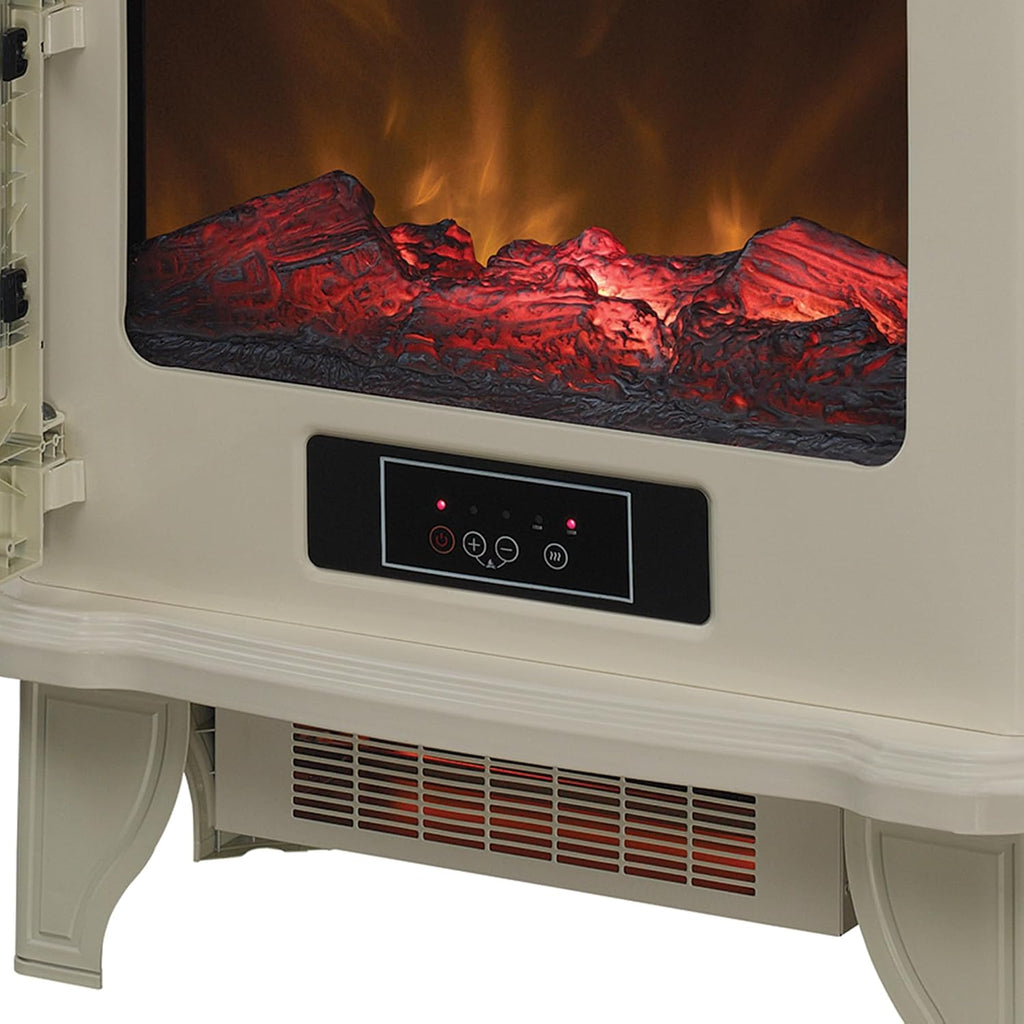 Infrared Quartz Electric Fireplace Stove Heater, Cream