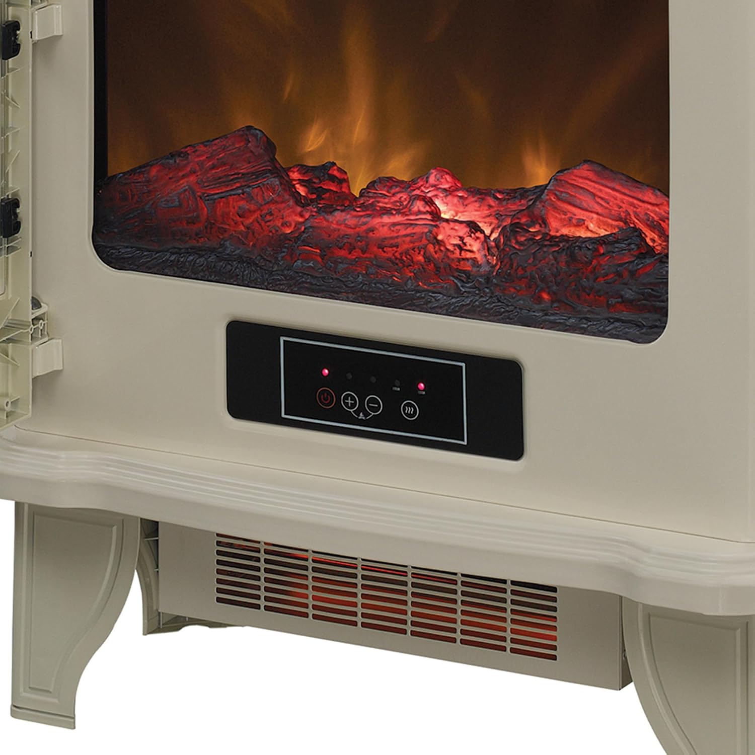 Infrared Quartz Electric Fireplace Stove Heater, Cream