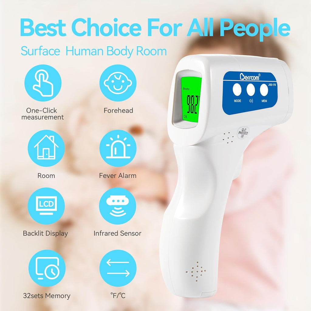 Thermometer, 3 in 1 Contactless Infrared Fever Check Thermometer for Forehead, Ideal for Baby, Infant, Kids, and
