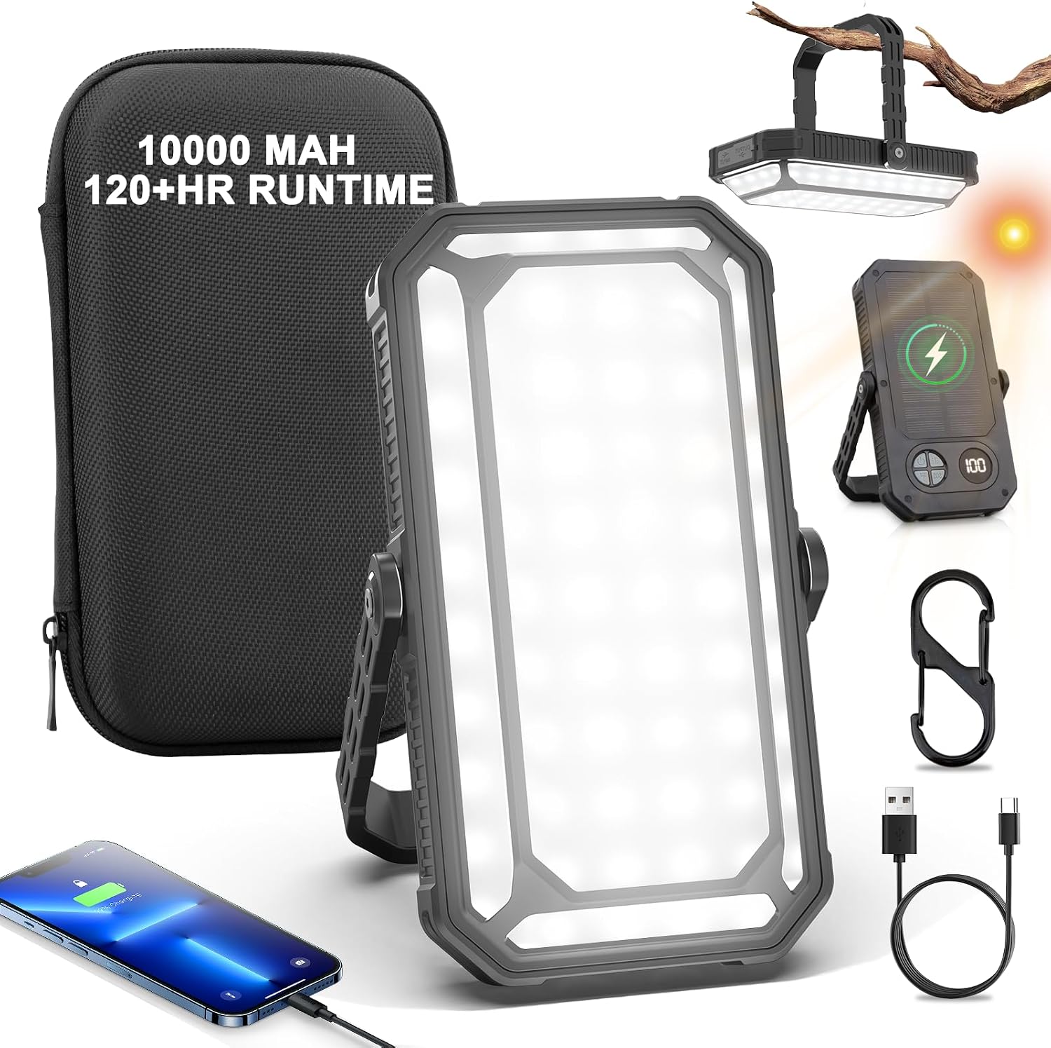 Camping Lantern LED Rechargeable - up to 120+ Hours, 10000mAh Portable Camping Lights with Redlight &12 Light Modes