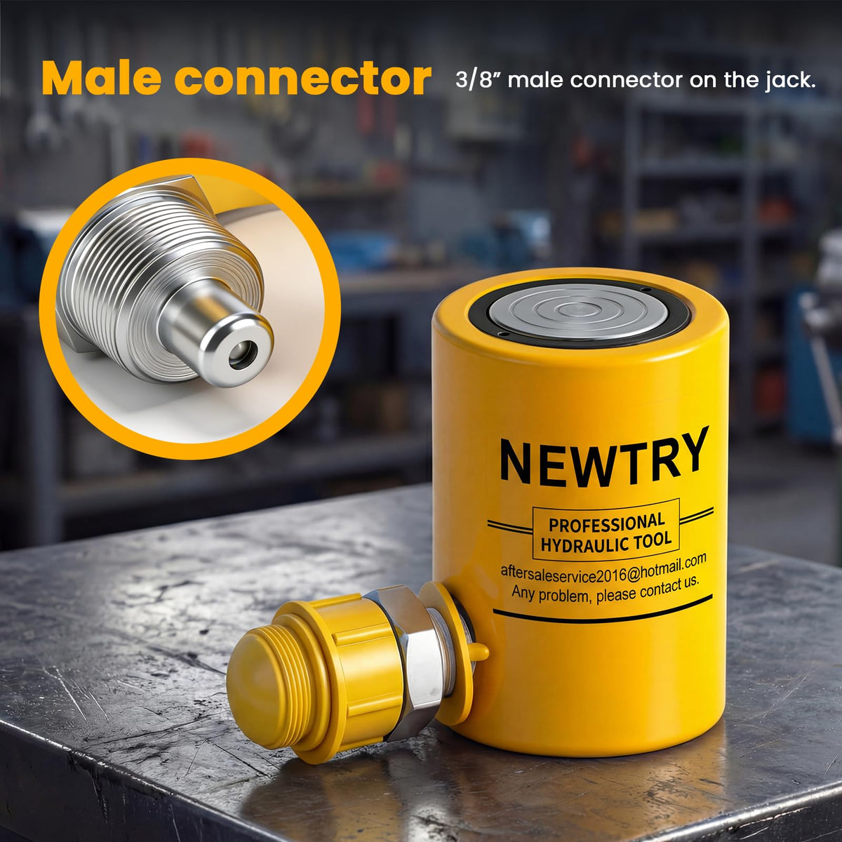 NEWTRY 20T Short Hydraulic Ram Jack, 2" Stroke Porta Power Ram Auto Retract