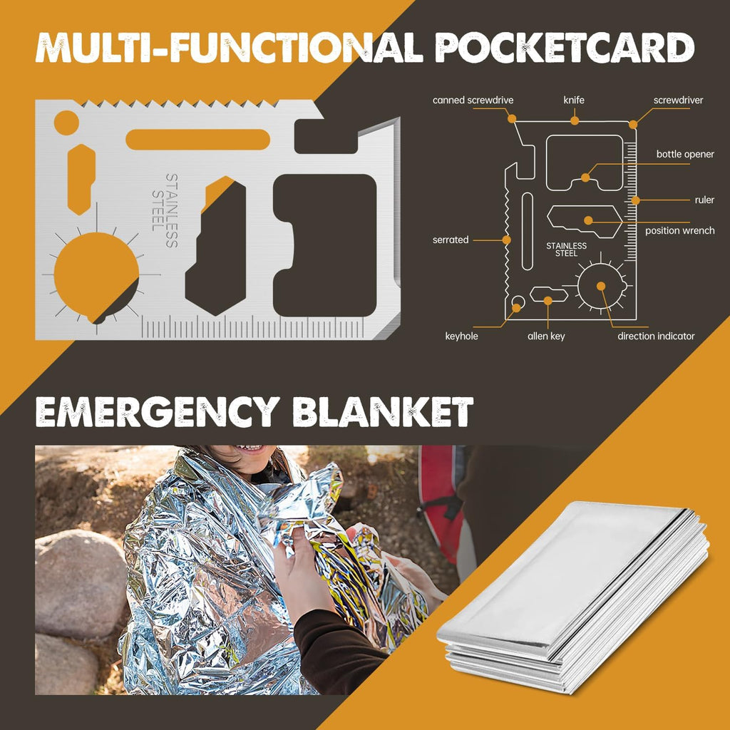 Gifts for Men Him Dad, Survival Kit and Equipment 25 Pcs, Valentines Gifts for him, Christmas Stocking