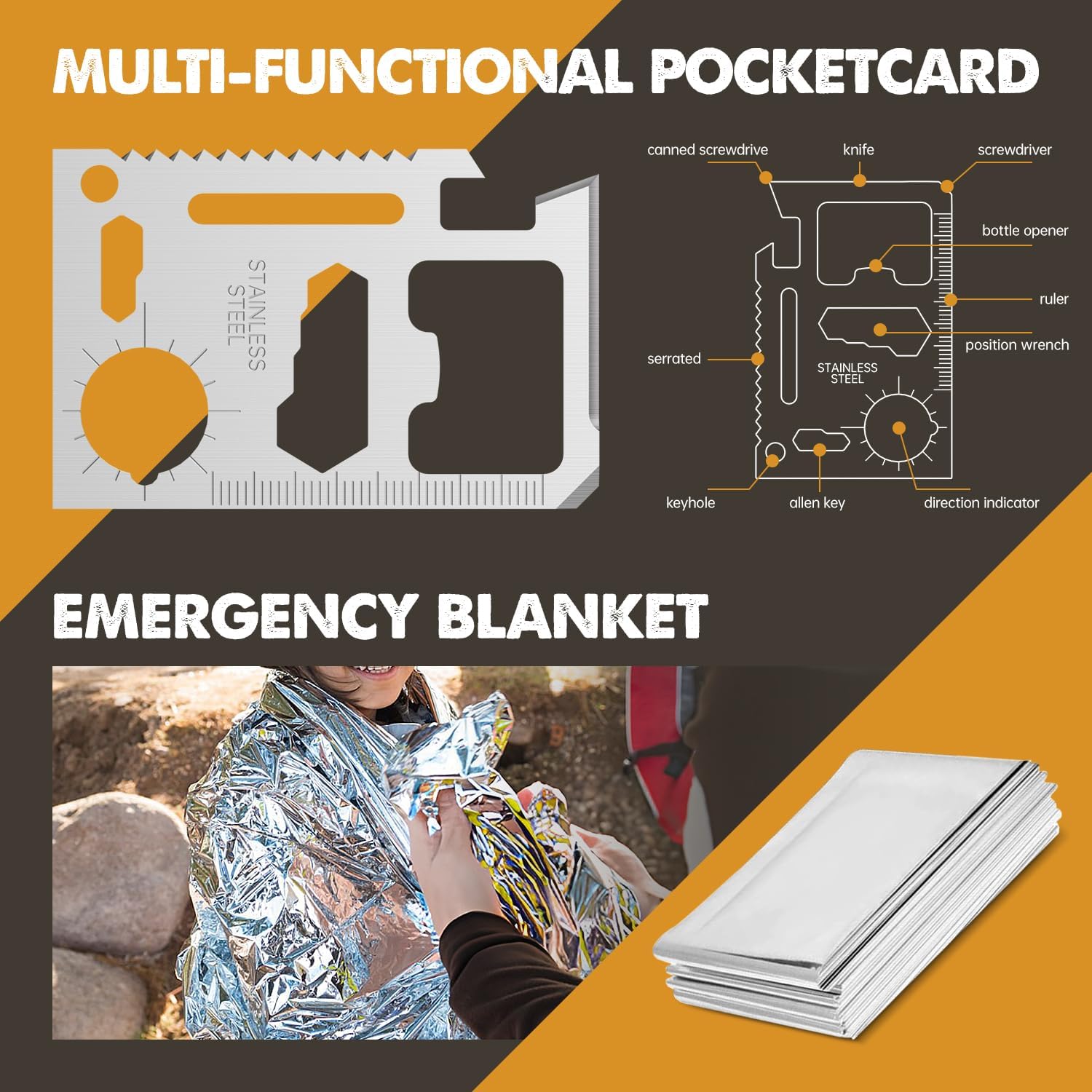 Gifts for Men Him Dad, Survival Kit and Equipment 25 Pcs, Valentines Gifts for him, Christmas Stocking