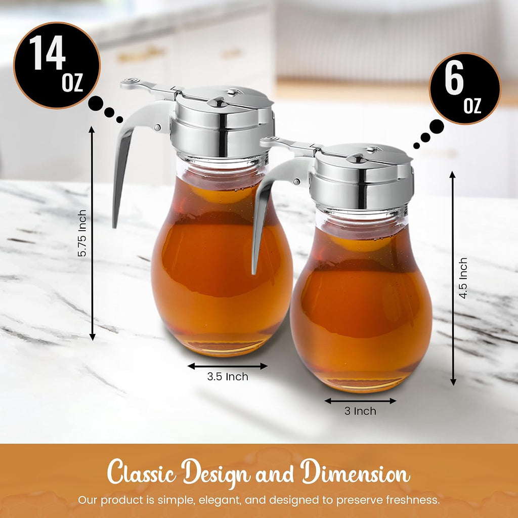 Glass Syrup Dispenser with Lid and Dispensing Thumb Lever