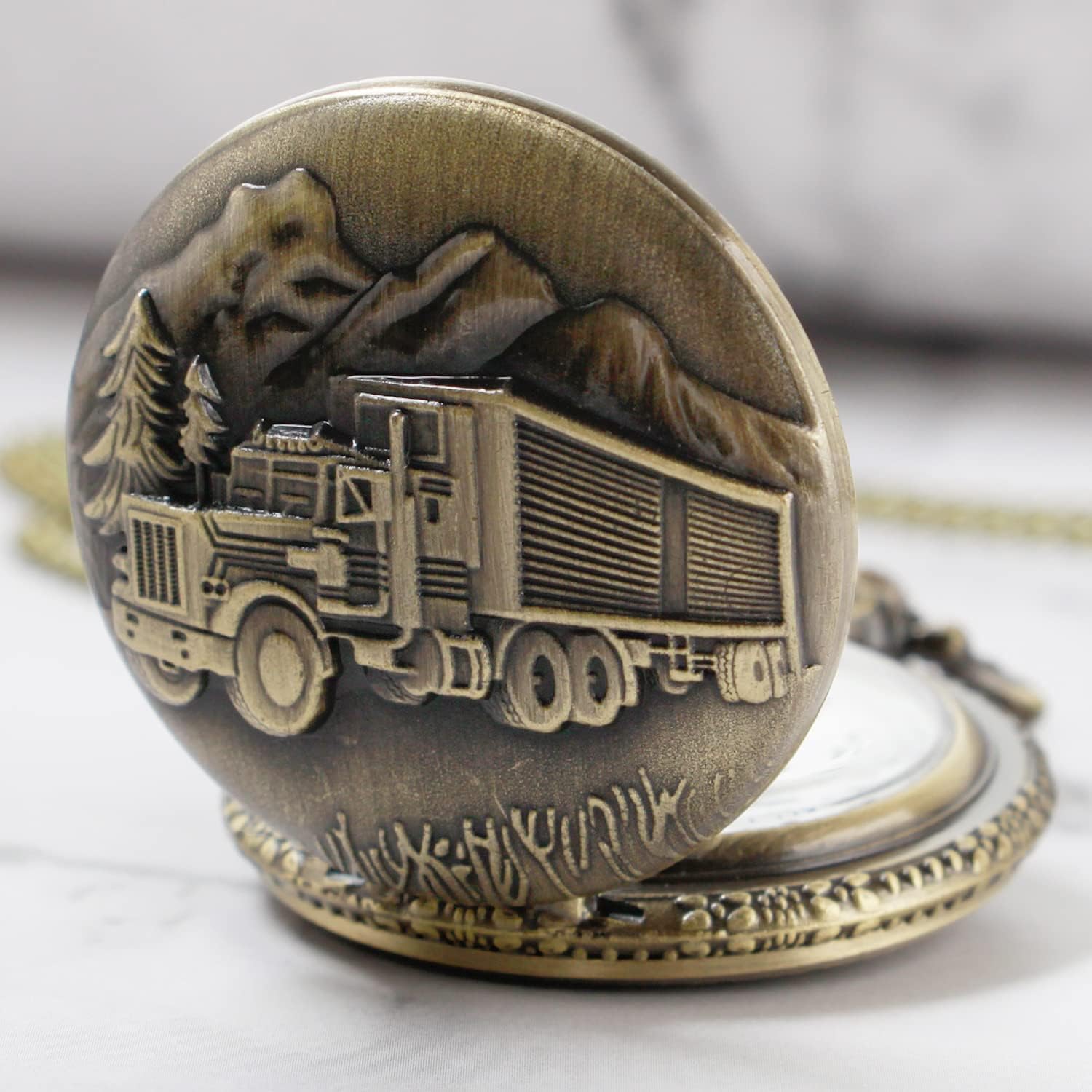 Men's Pocket Watch, Arabic Digital Dial Pocket Watches with Chain for Men