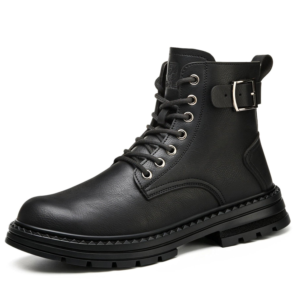 Steel Toe Work Boots for Men, Black Construction Boots, Men Size 10.5