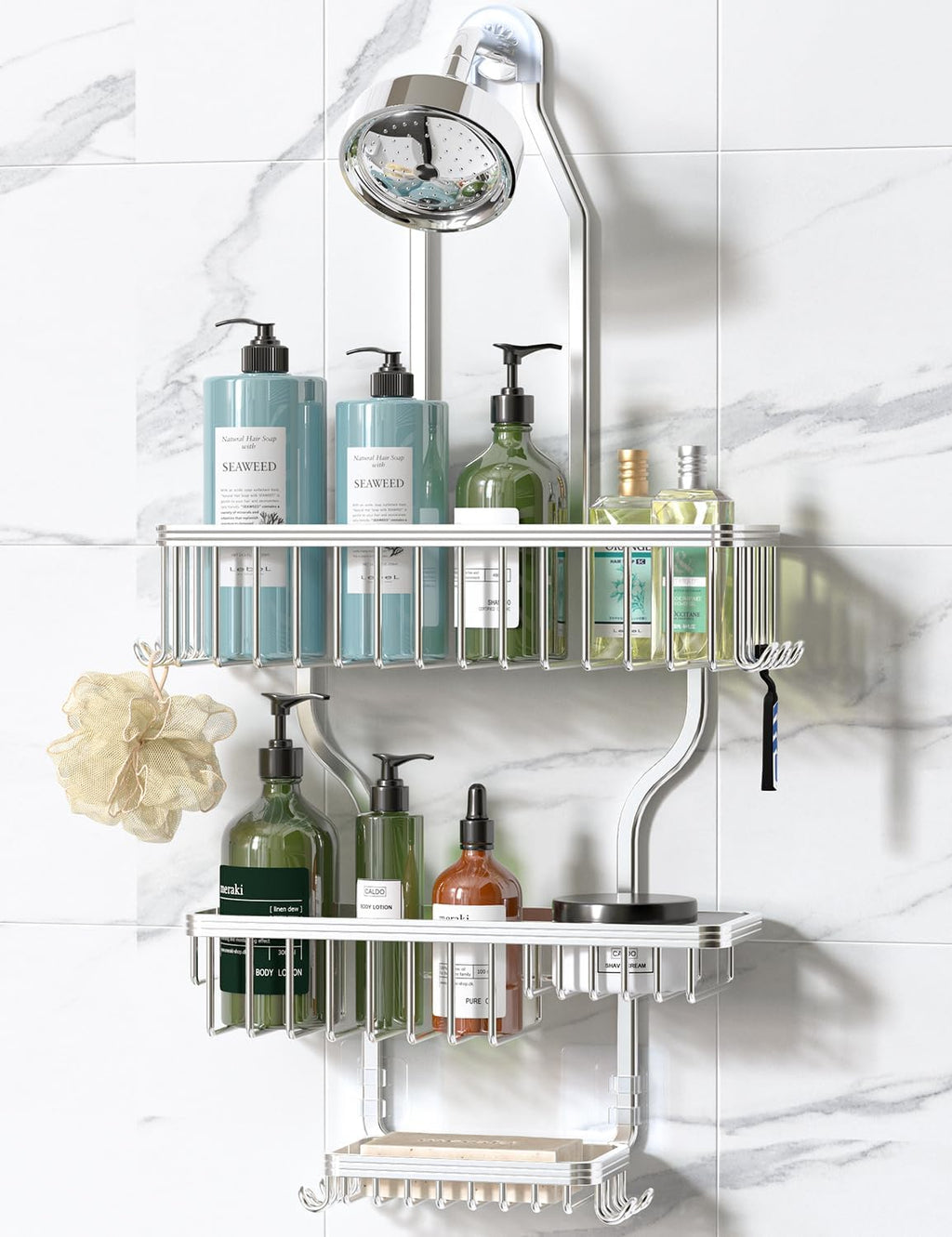 Never Rust Shower Caddy Hanging, Aluminum Shower Racks for Inside Shower, 3-Tier Shower Organizer Hanging Over Shower