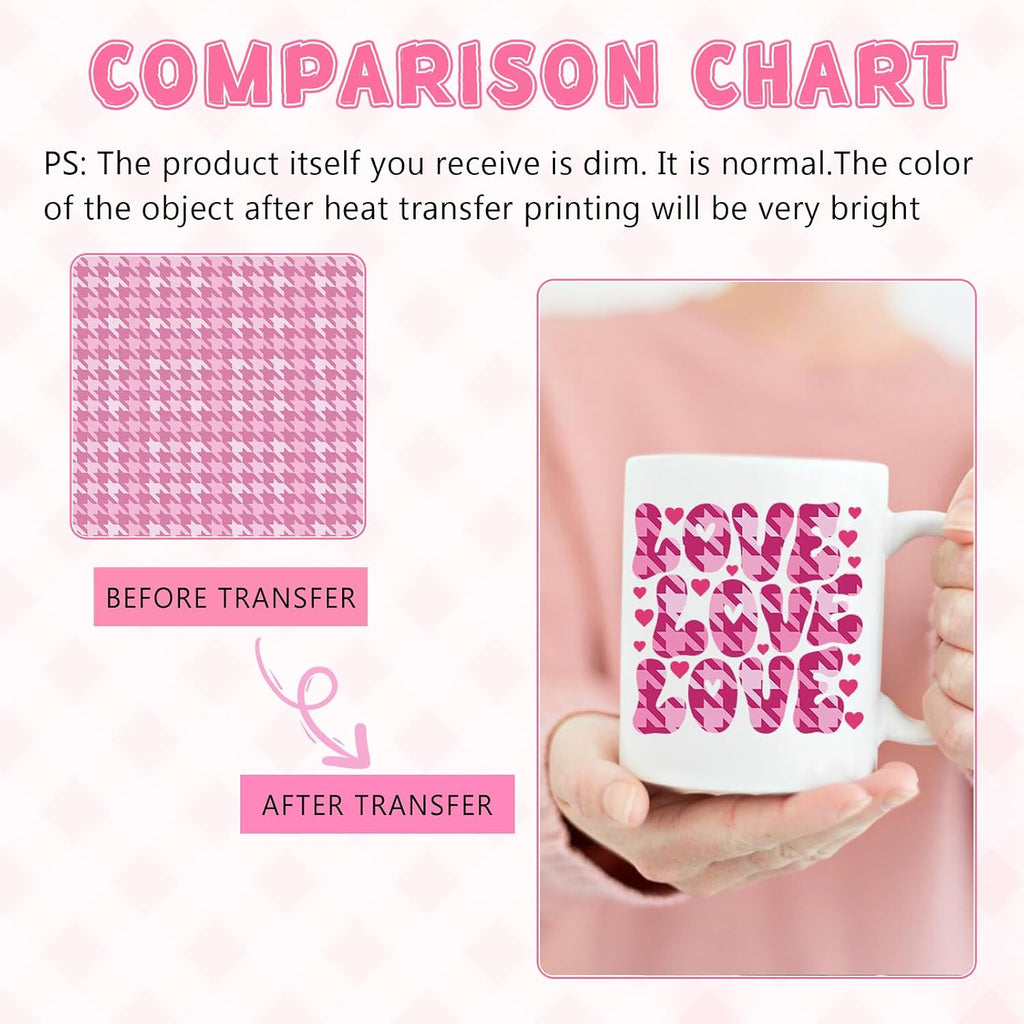Pink Plaid Sublimation Ink Transfer Paper 12 Sheets 12"x10" | Colored sublimation transfer sheets,works with iron &