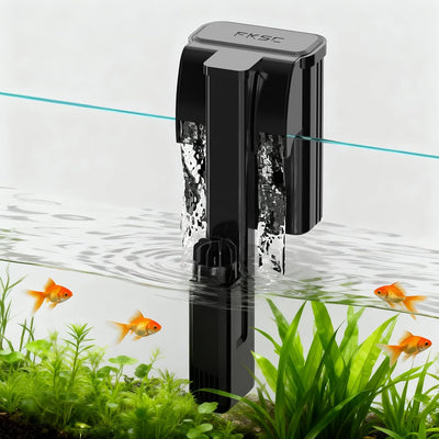 Hang On Back Aquarium Filter Up 10 Gallons Fish Tanks, 2-Stage Multi-Stage Filtration with Surface Skimmer, Ultra