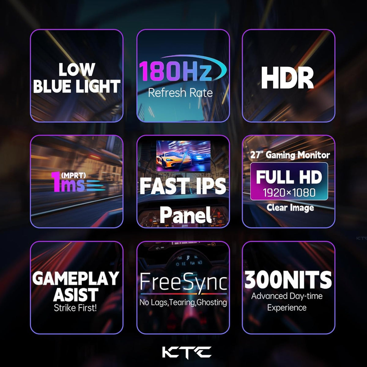 27 Inch 180Hz Gaming Monitor, Fast IPS 1080P Monitor 1ms, H27F22 | FHD 1920x1080, Adaptive Sync, 108%sRGB, HDR