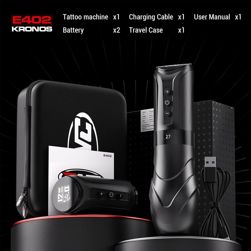 Wireless Tattoo Machine with 7 Adjustable Strokes(2.7-4.5mm),3800mAh Dual Batteries,Rotary Tattoo Pen Coreless Motor