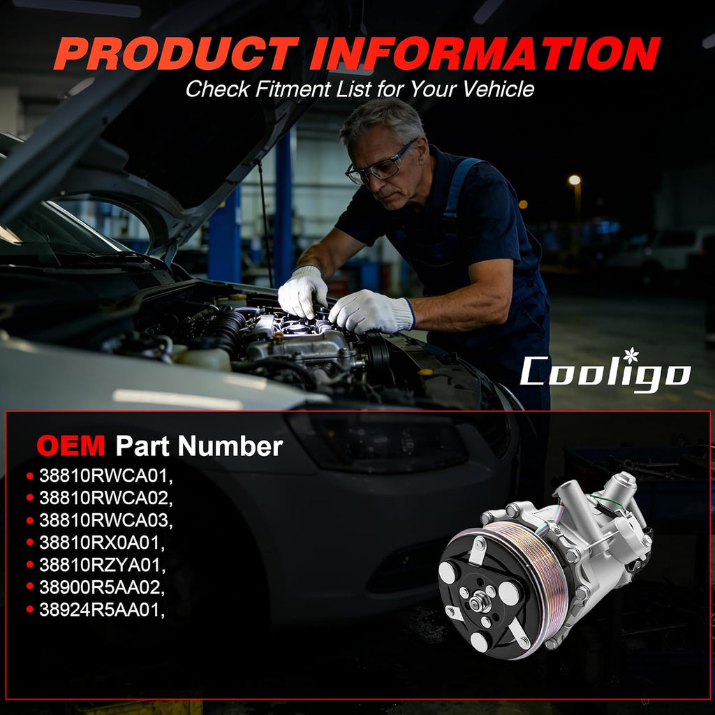 AC Compressor with Clutch Compatible with Honda Civic 2.4L 2012-2014