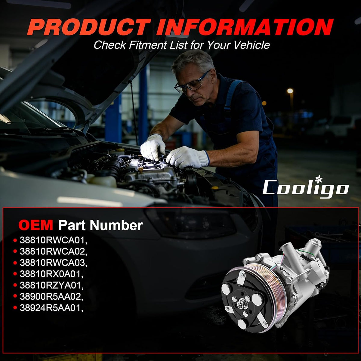 AC Compressor with Clutch Compatible with Honda Civic 2.4L 2012-2014