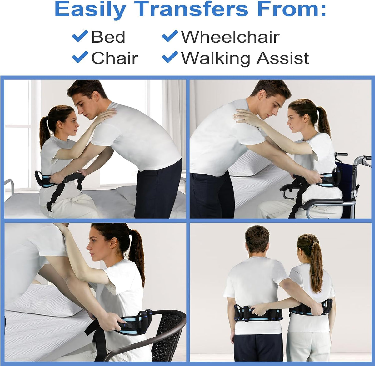 Gait Belts for Seniors,Transfer Belt with 7 Handles Quick Release Buckle