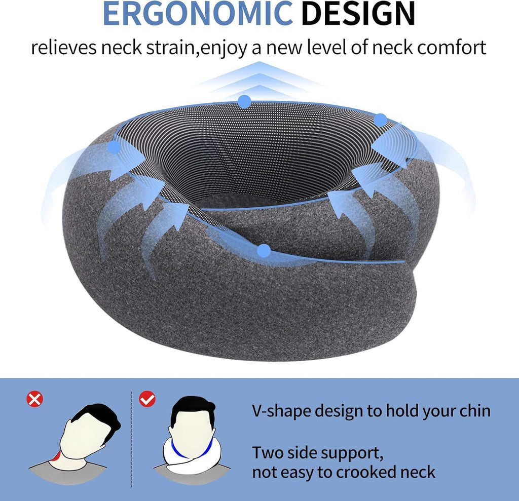 Neck Pillow Airplane, Travel Pillows for Airplanes, Memory Foam Adjustable Portable Neck Pillow for Traveling, Car
