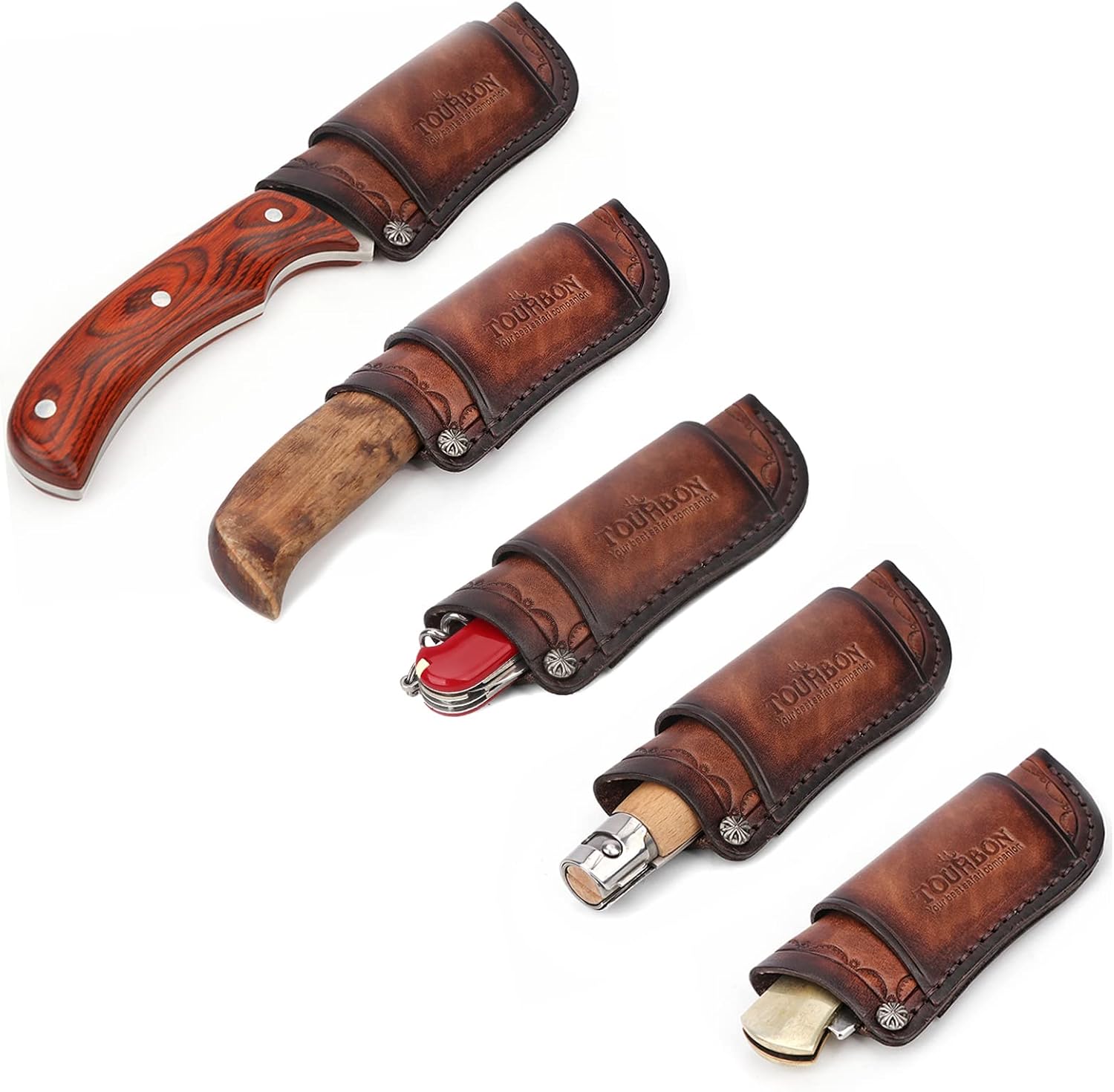 Leather Knife Sheath with Dual Carry,Folding/Fixed Blade Knives EDC Holster | Vertical/Horizontal Belt Carry
