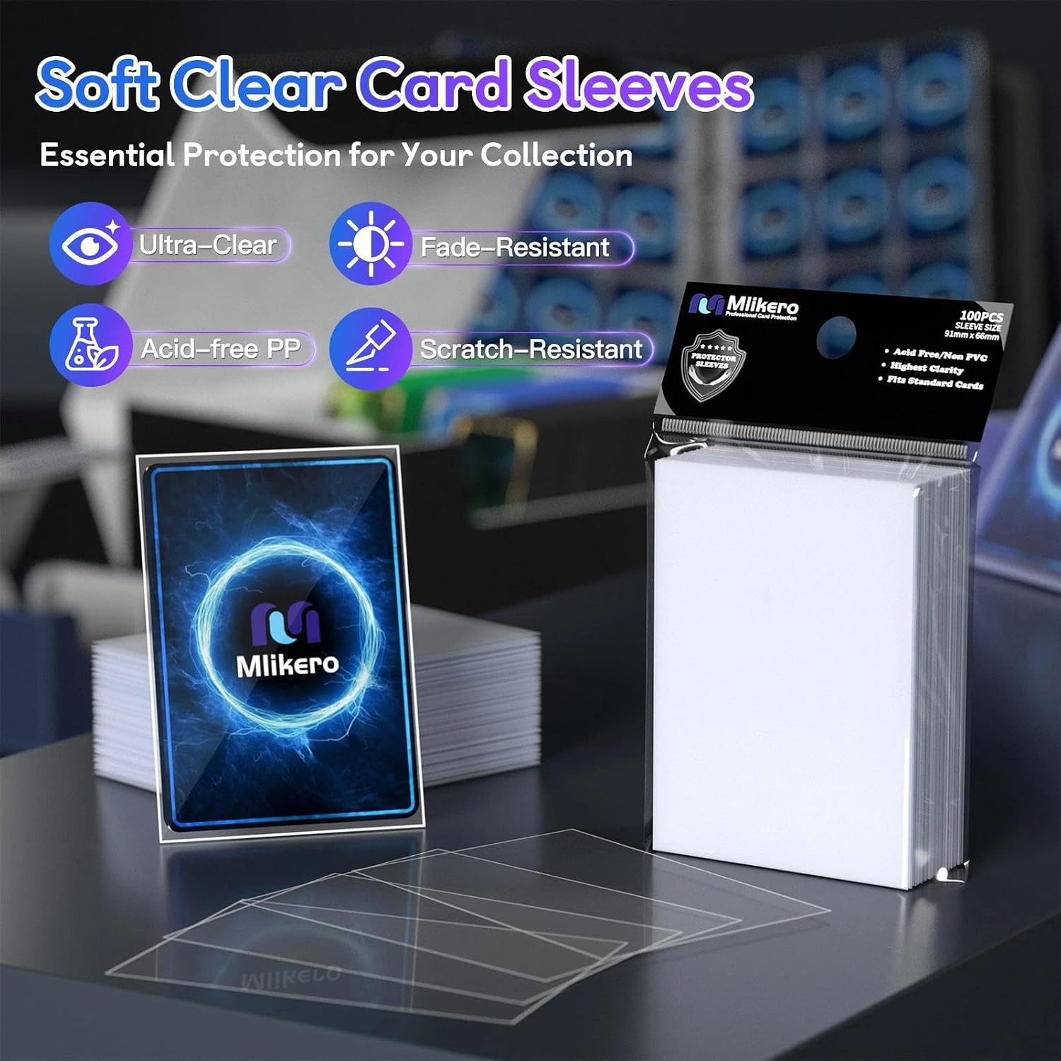600 Count Card Sleeves, Clear Soft Trading Card Sleeves, Polypropylene (PP), Fit for MTG, TCG, Baseball, Football