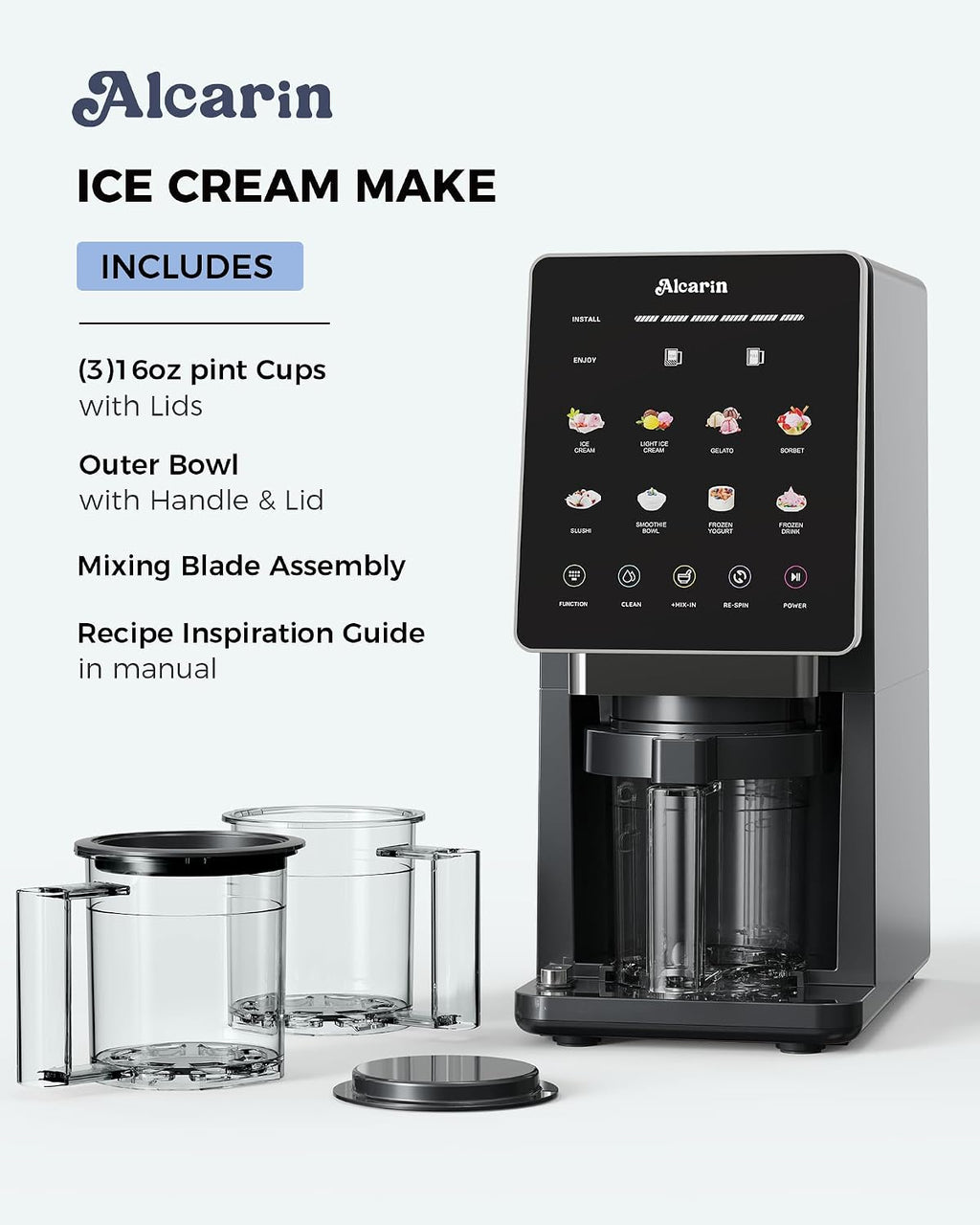 Ice Cream Maker with 3 Pints(Not Freezer) Frozen Treat Machine