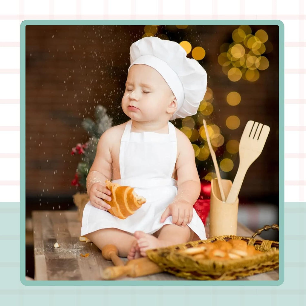 Newborn Photography Prop Baby Chef Outfits Chef Hat Apron Set Infant Chef Costume Toddler Cosplay Costume Boy Girl