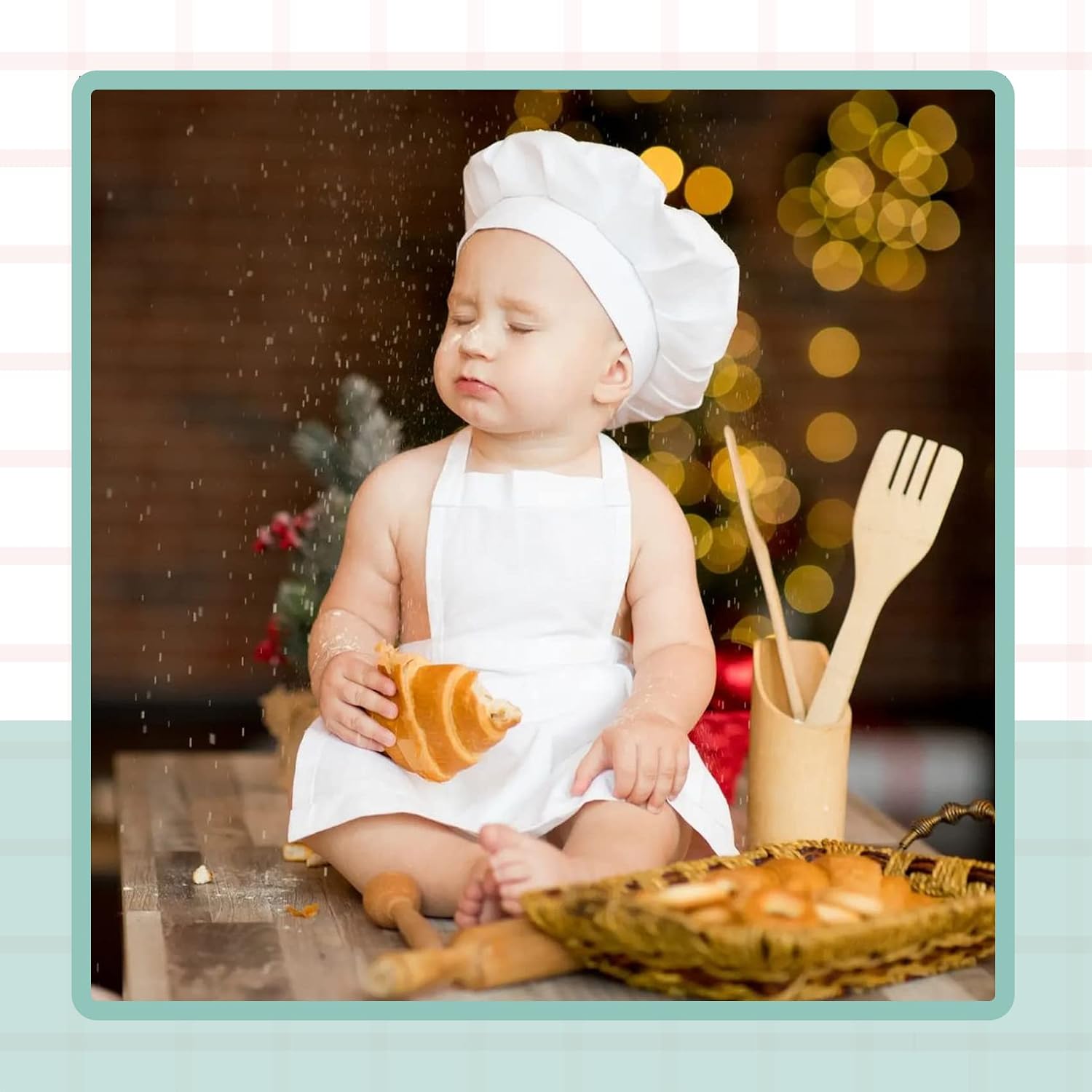 Newborn Photography Prop Baby Chef Outfits Chef Hat Apron Set Infant Chef Costume Toddler Cosplay Costume Boy Girl