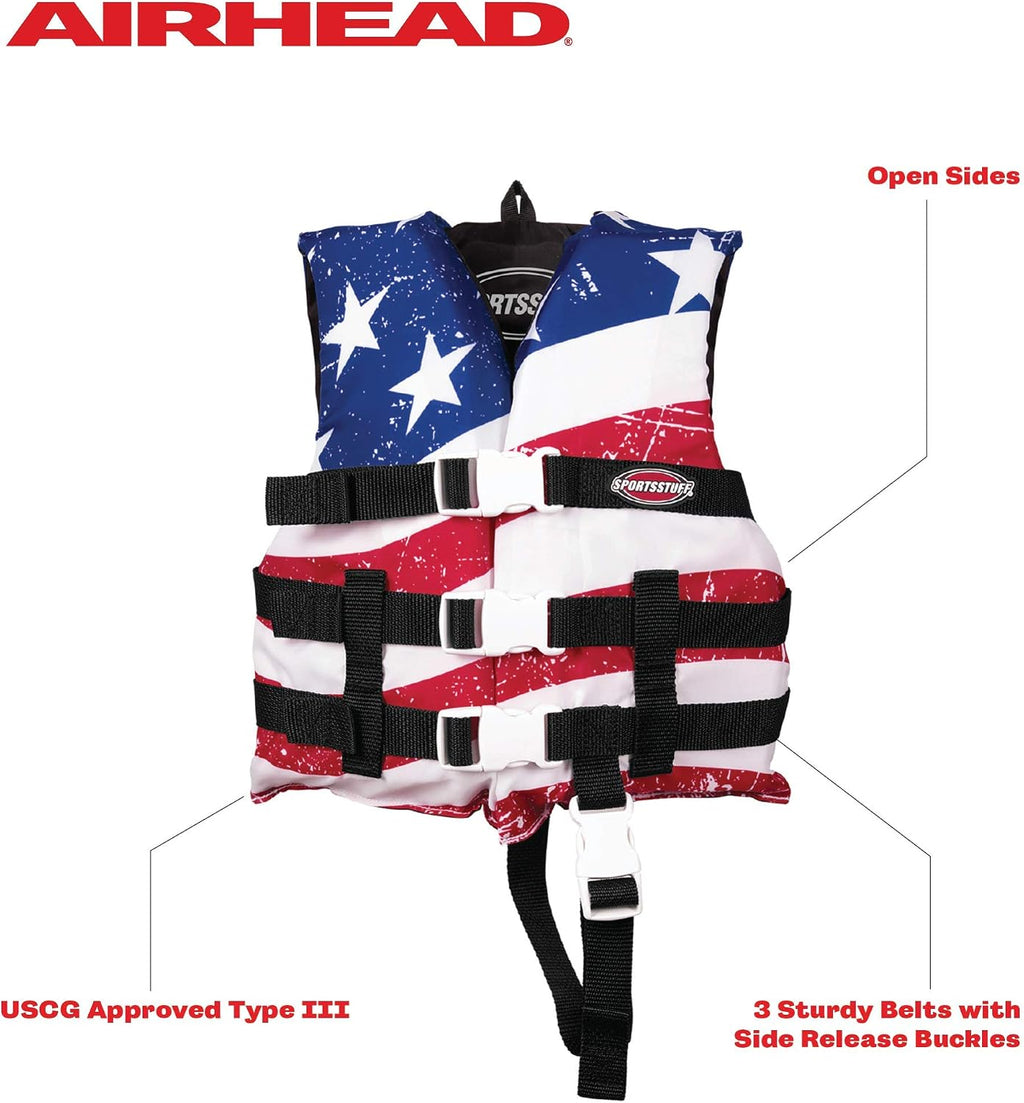 Sportstuff Stars & Stripes Life Jacket for Adults & Kids - USCG Approved Life Vest for Men, Women, Youth & Child