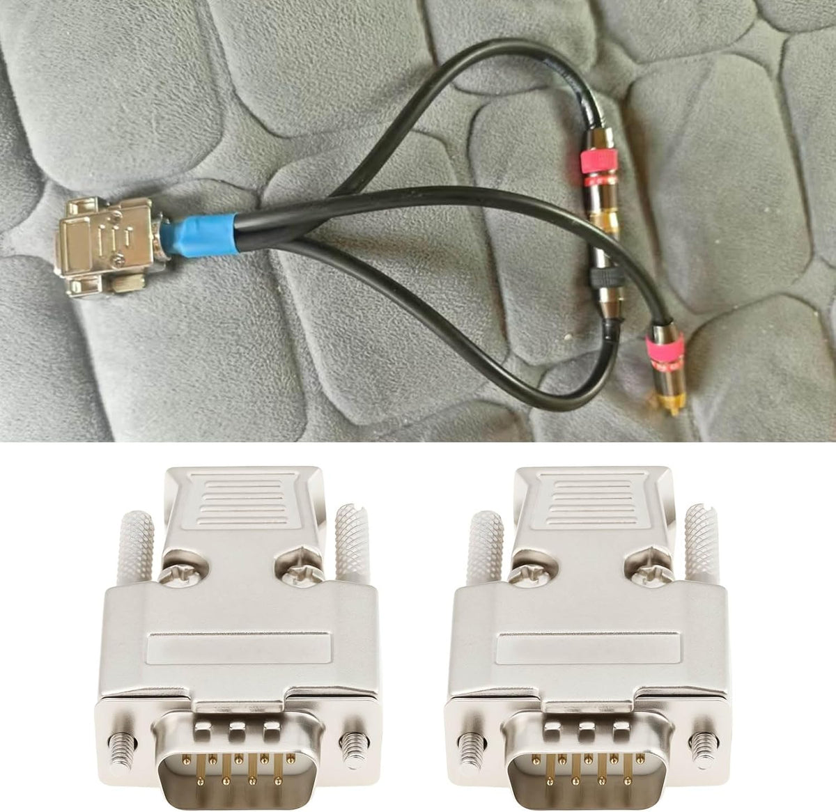 ECSiNG 2pcs 9 Pin DB9 RS232 Male Connector Metal Housing Adapter with Hollow Gold-Plated Pins