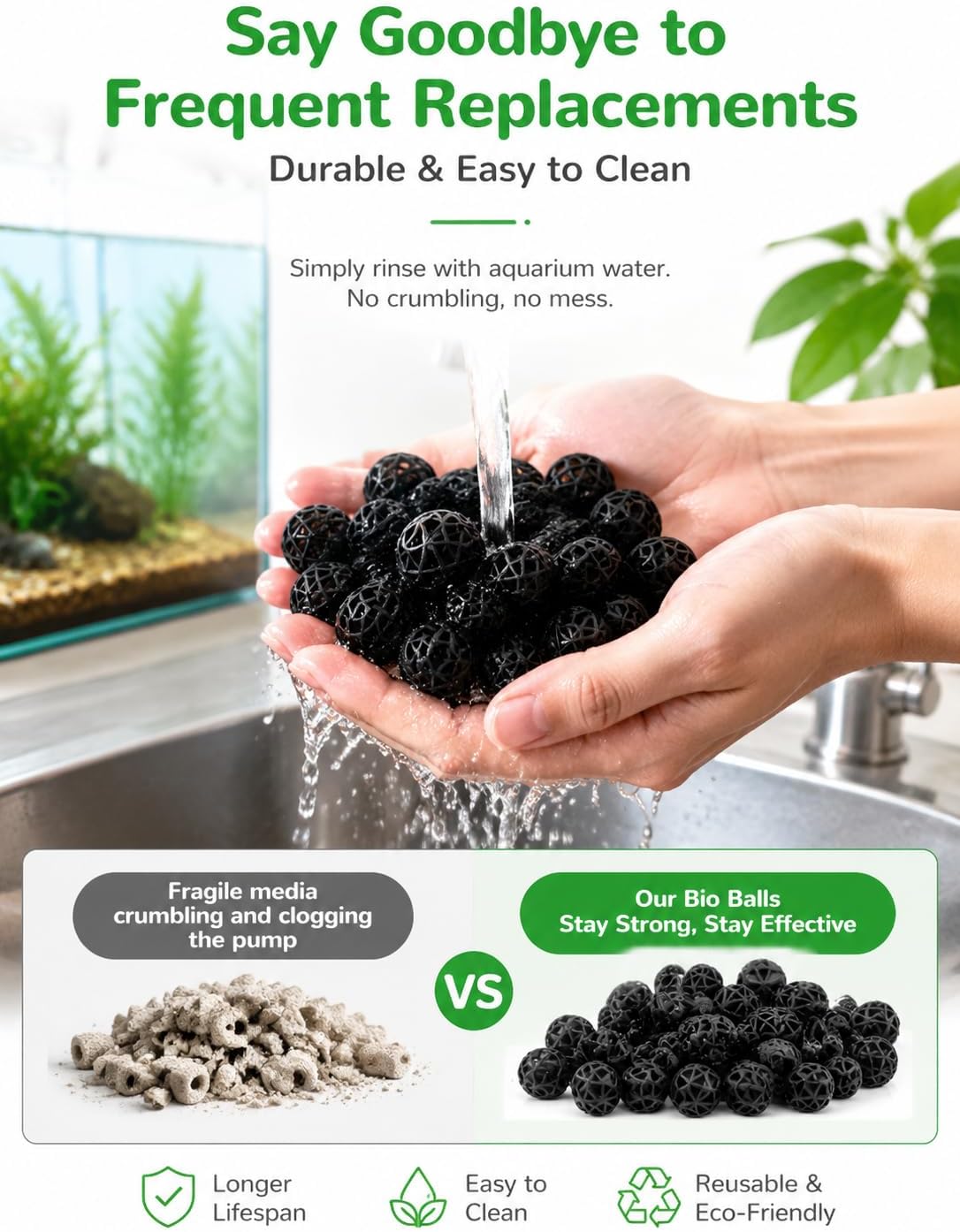 100 PCS 1-Inch (26mm) Bio Filter Balls for Aquarium Pond, Fish Tank Bio Filter Media for Freshwater & Saltwater