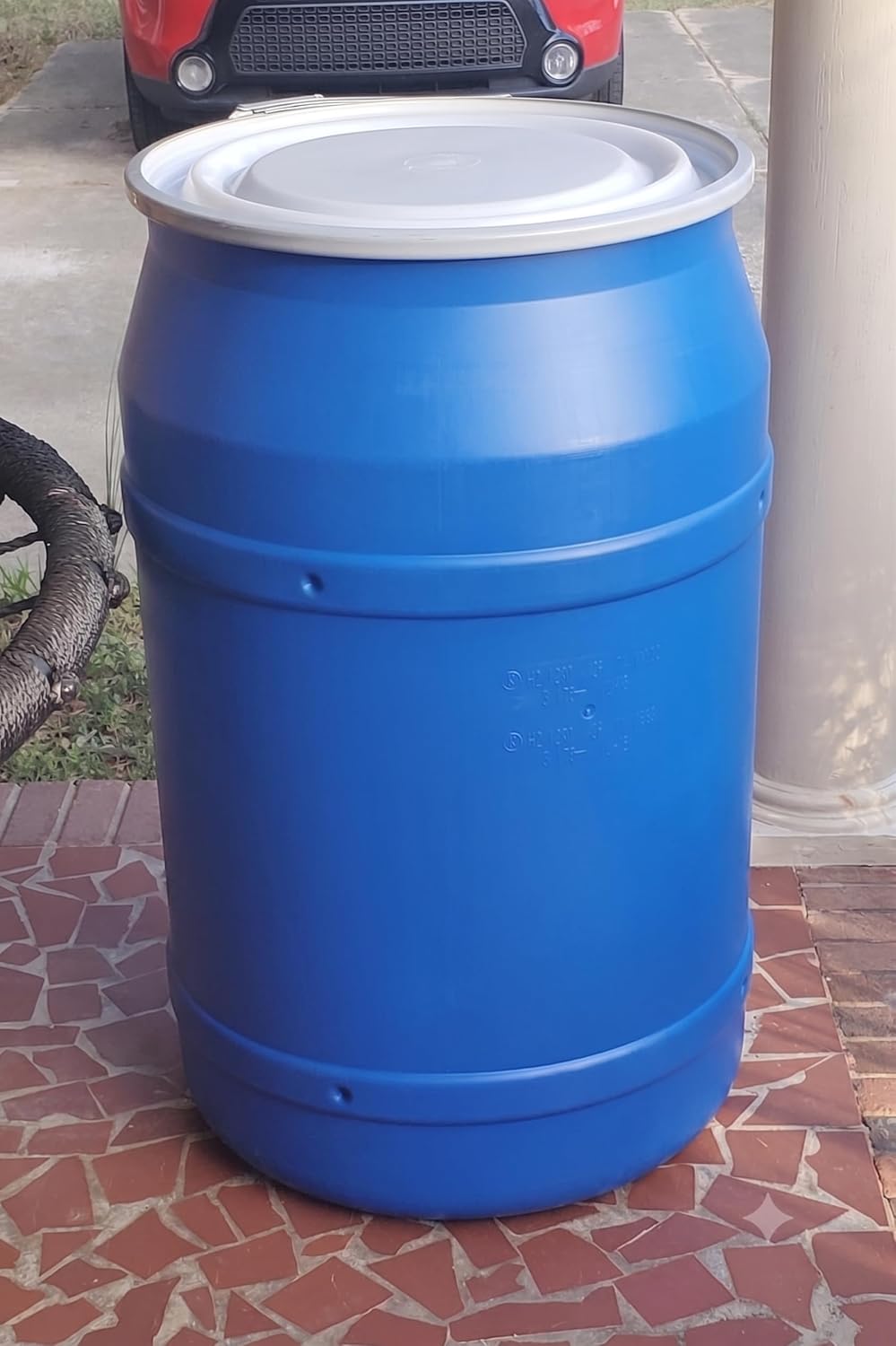 55-Gallon Open Head Water Storage Barrel, BPA Free, Emergency Water Supply - Eco Friendly - Lever-Lock Lid - Made in
