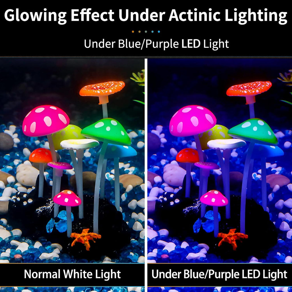 Glowing Effect Artificial Mushroom Aquarium Plant Decor Ornament Decoration for Fish Tank Landscape