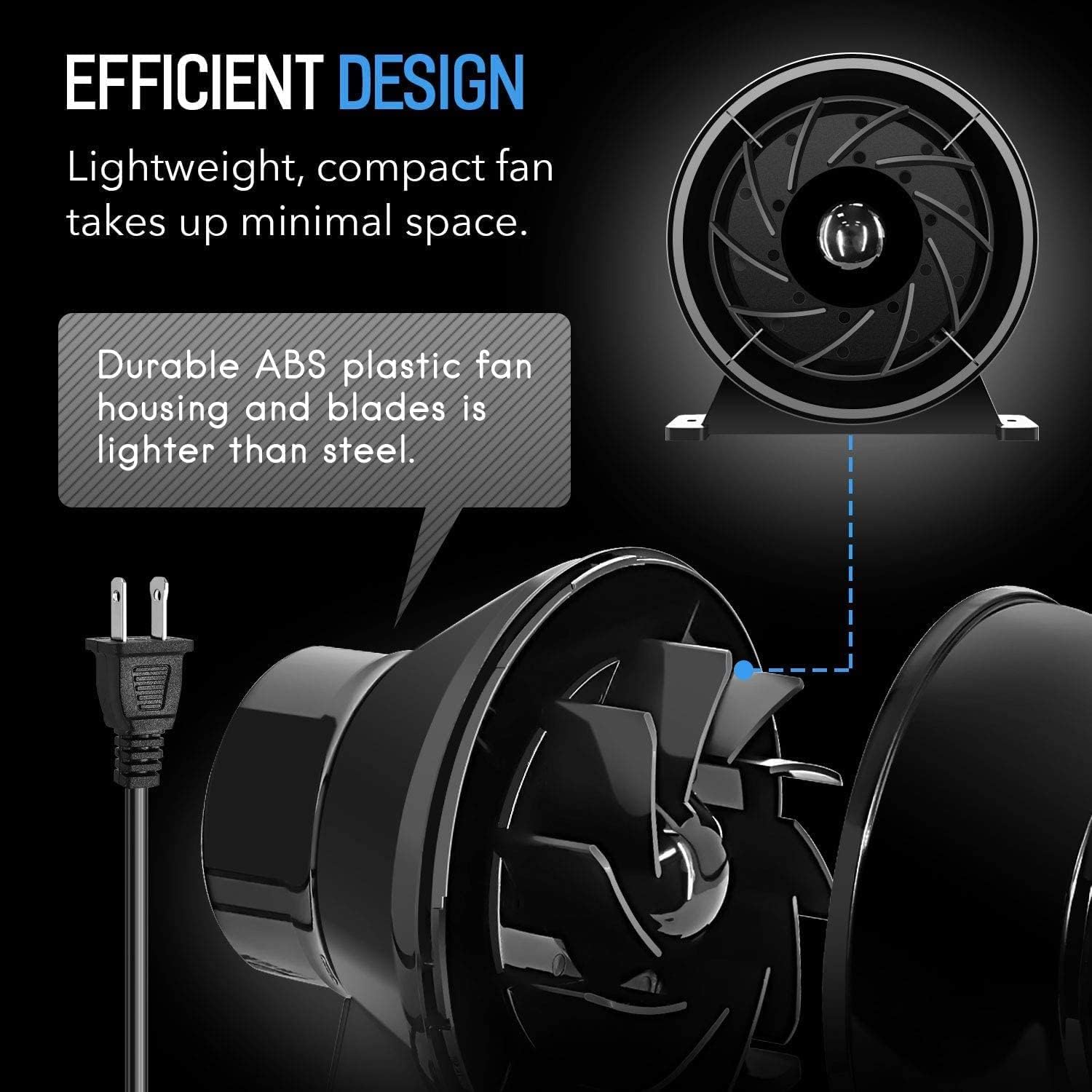 4 Inch 195 CFM Inline Fan Air Carbon Filter with Hook, 8 Feet Ducting Combo