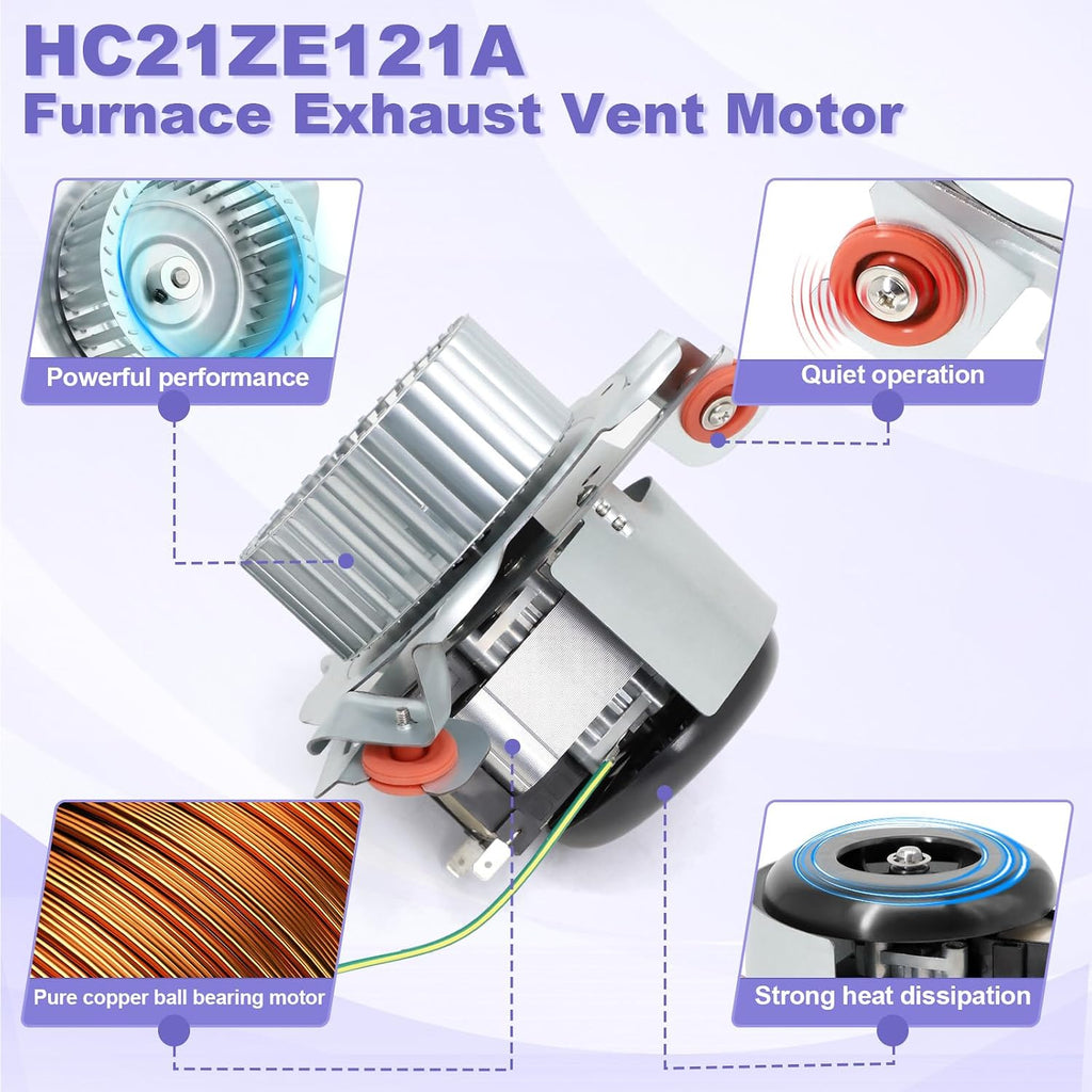 Furnace Draft Inducer Blower Motor Assembly HC21ZE121A Compatible with Payne, Carrier, Bryant, Jakel J238-100-10108 Furnace Blower Motor Kit Replacement