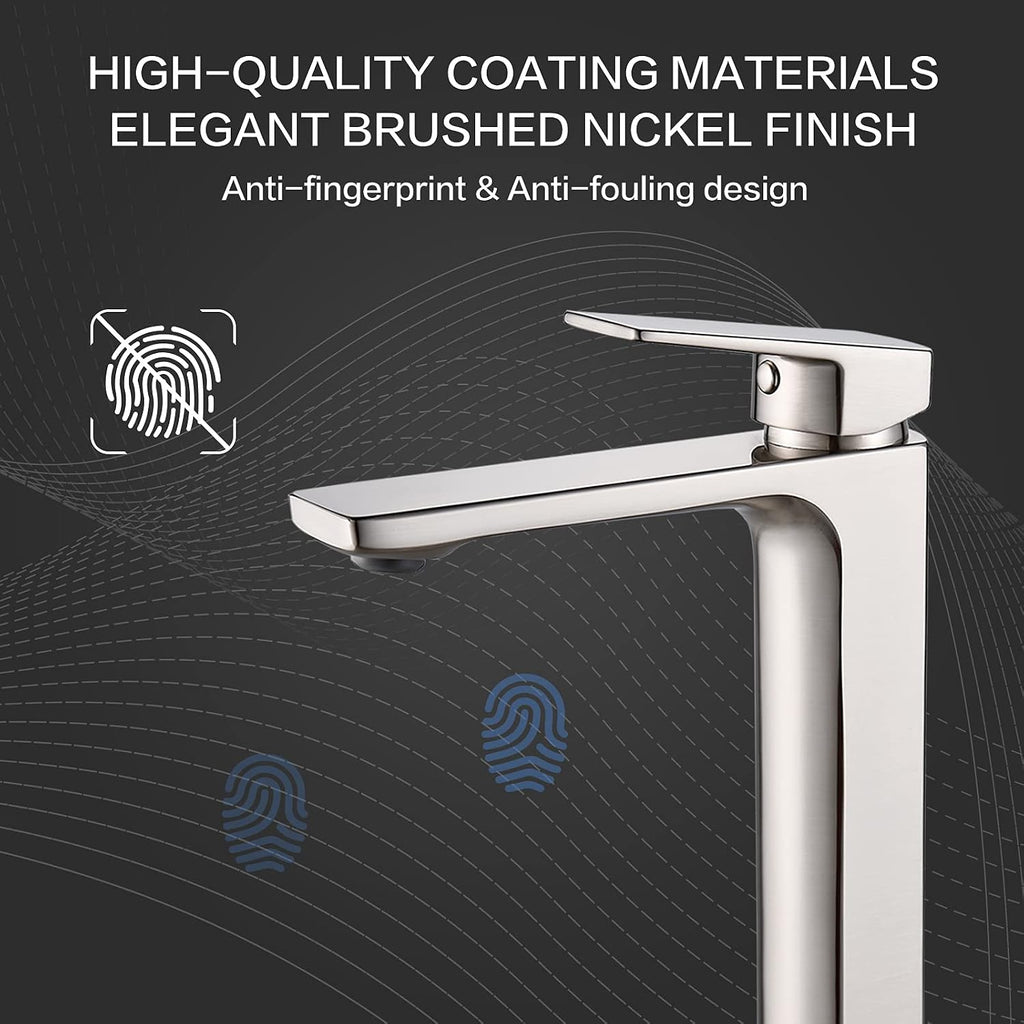 Vessel Sink Facuet Brushed Nickel Single Handle Tall Bathroom Sink Faucet Vanity Bathroom Faucet, Rv Lavatory Vanity
