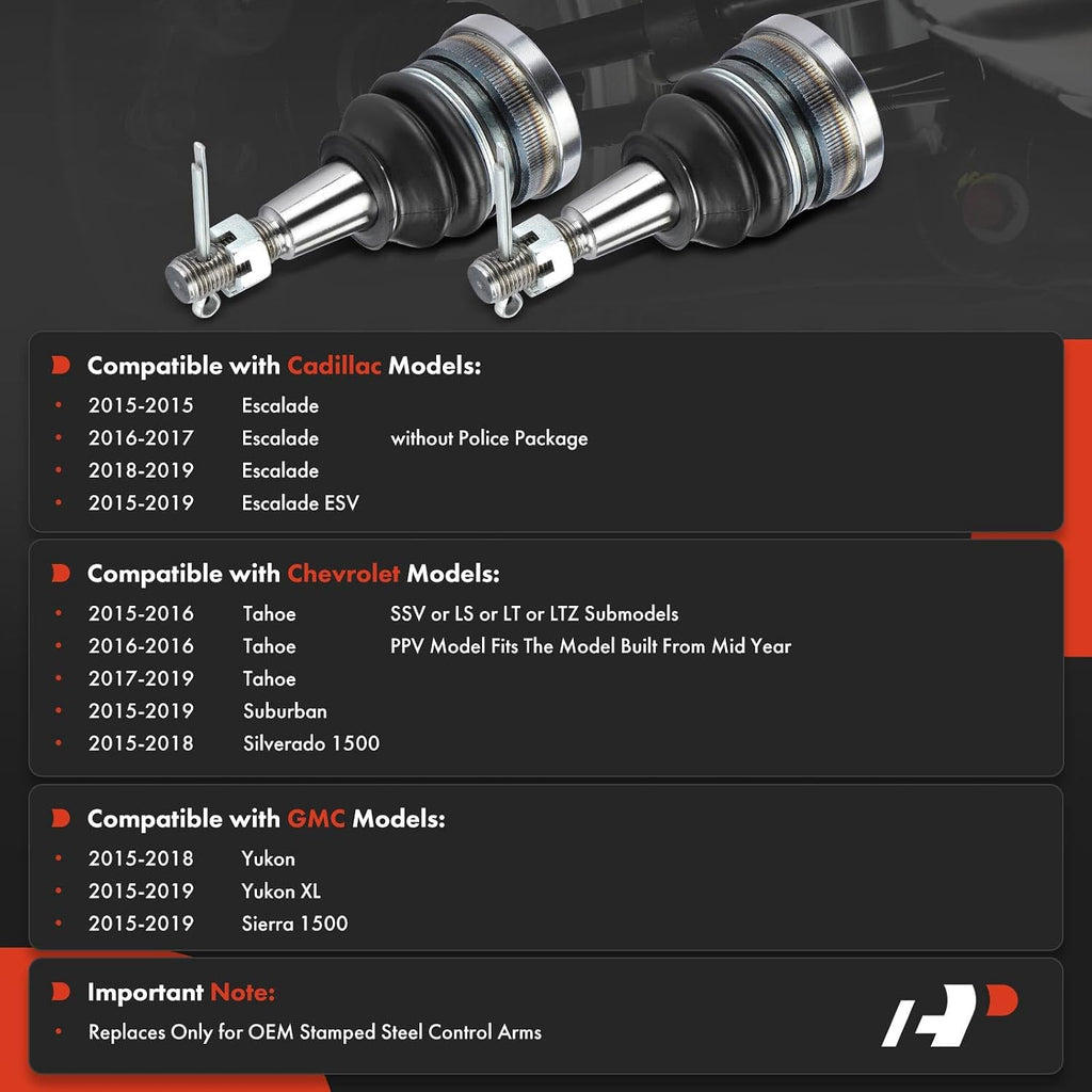 A-Premium Front Upper Ball Joint, Compatible with Chevy & GMC & Cadillac