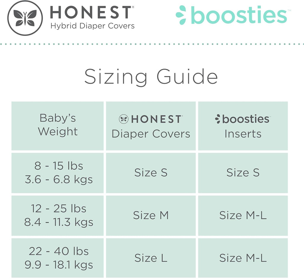 Honest Hybrid Cloth Diaper Covers with Pocket-Sling, Large (22-40 lbs), Stops Nighttime Leaks, Use with Boosties