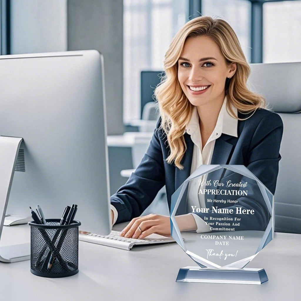 Personalized Trophy Award - Plaques Personalized Engraved - Custom Crystal Awards and Trophies for Employee
