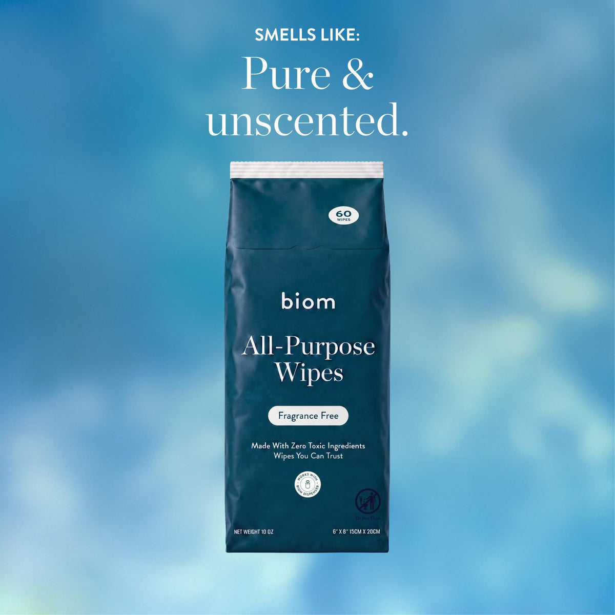All Purpose Cleaning Wipes, Fragrance Free, 60ct, 6-Pack, 8" Refill