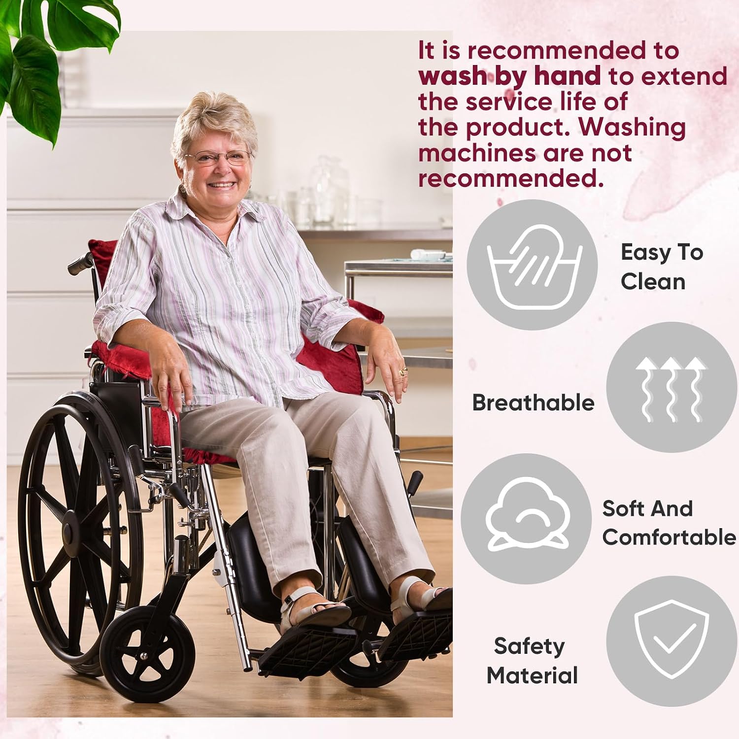 Wheelchair Cushion Wheelchair Seat Cushion with Strap Recliner Suitable for 18 Inches Armrest and Support for