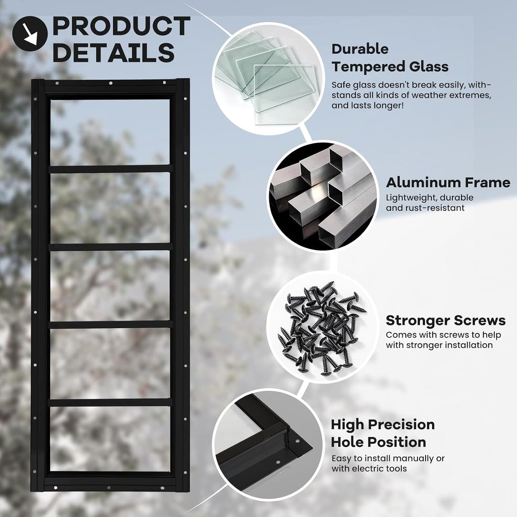 Shed Windows 2 Pack, Fixed Transom Windows 10" x 29" Black