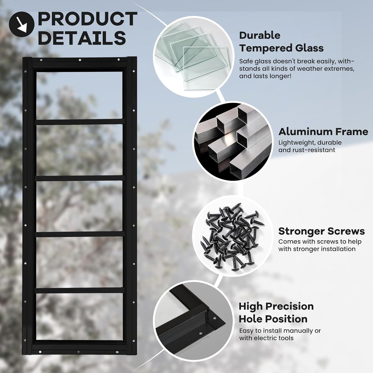 Shed Windows 2 Pack, Fixed Transom Windows 10" x 29" Black