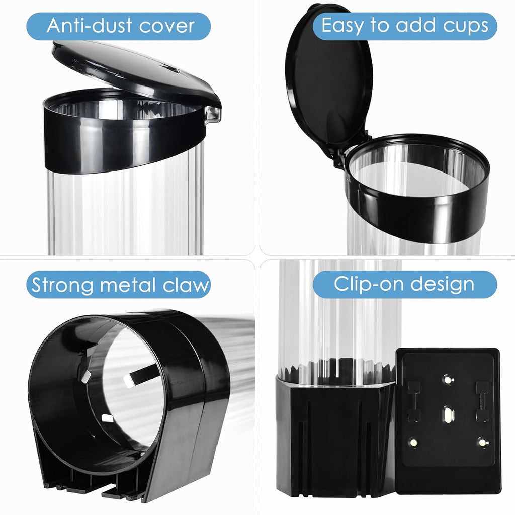 Cup Dispenser Holder for 7oz - 12oz Paper Plastic Cups, Black Large