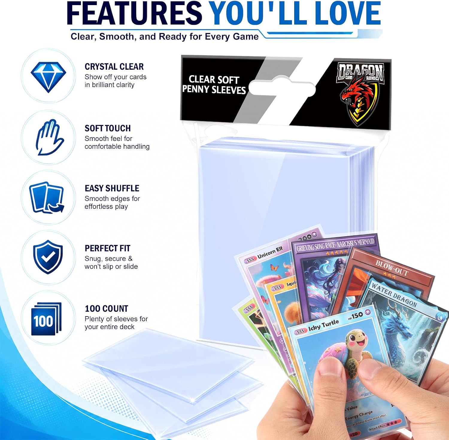 1000 Counts Card Sleeves Top Loaders for Trading Cards, Penny Soft Sleeves Baseball Card Sleeves Protectors Fit for