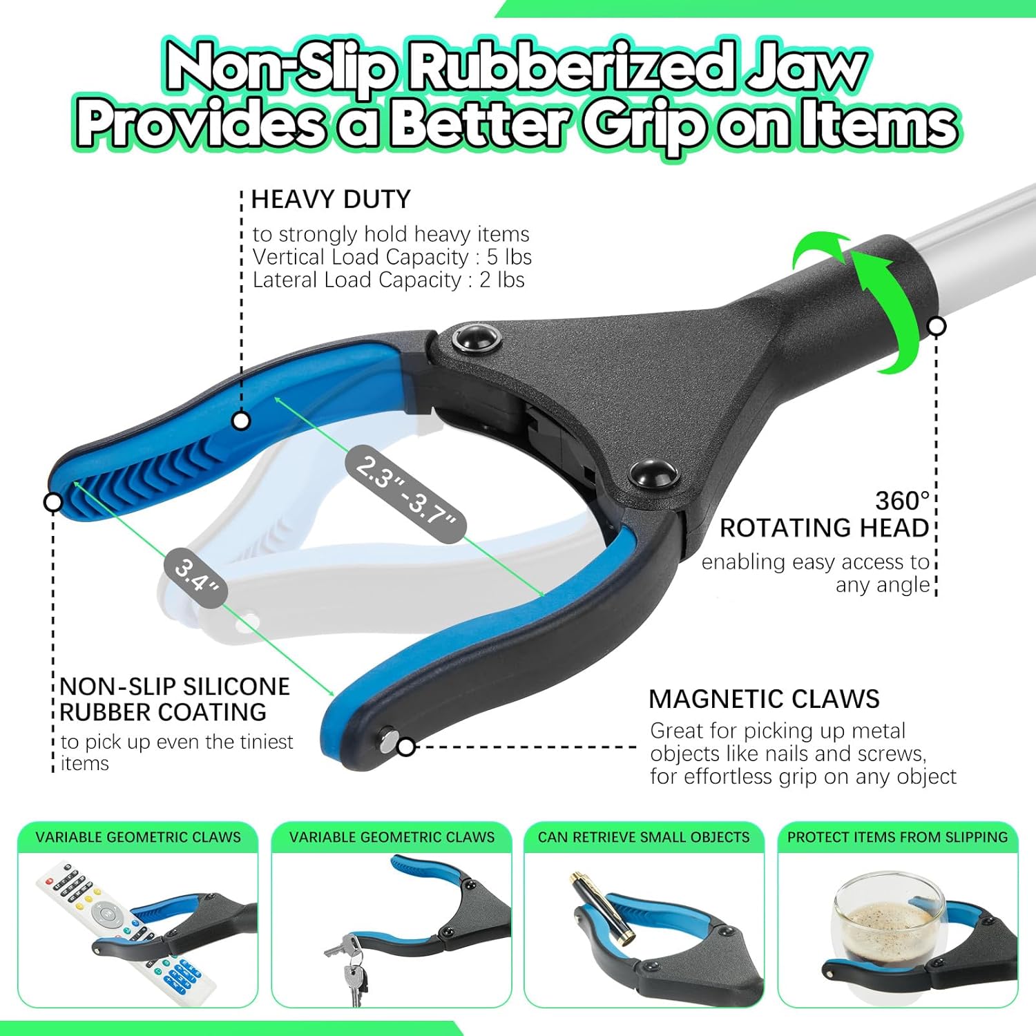 Upgraded 43 Inch Grabber Reacher Tool, Grabbers for Seniors, Extra Long Reacher Grabber Pickup Tool, Anti - Slip Wide