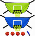 2 Pack Trampoline Basketball Hoop Set Glow in Dark Basketball Net for Adults with 4 Mini Balls and 1 Pump Basketballs