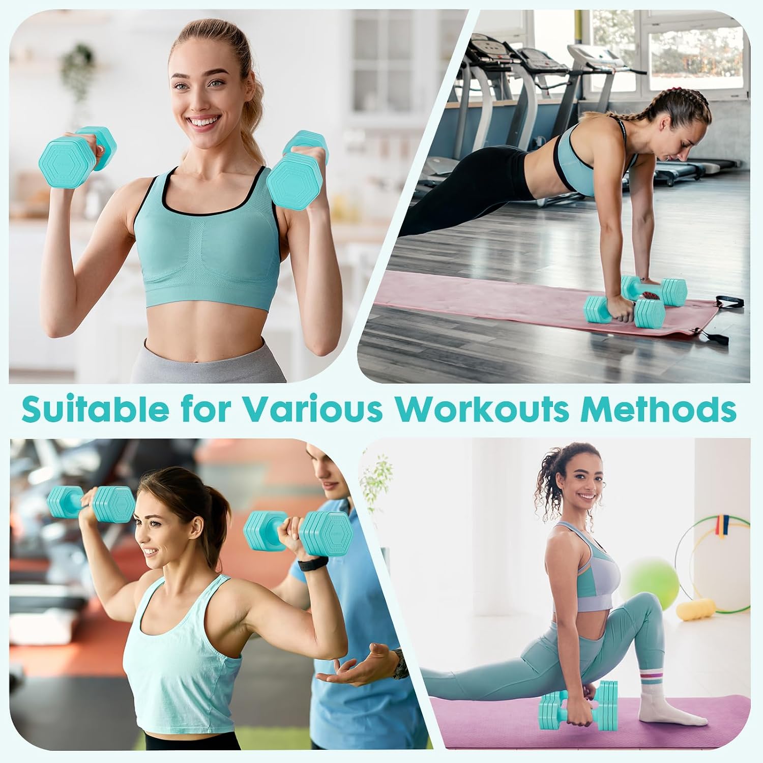 Adjustable Dumbbell Set, 4 in 1 Free Weights Dumbbells Set for Women, Weights for Women at Home, 2lb 3lb 4lb 5lb with