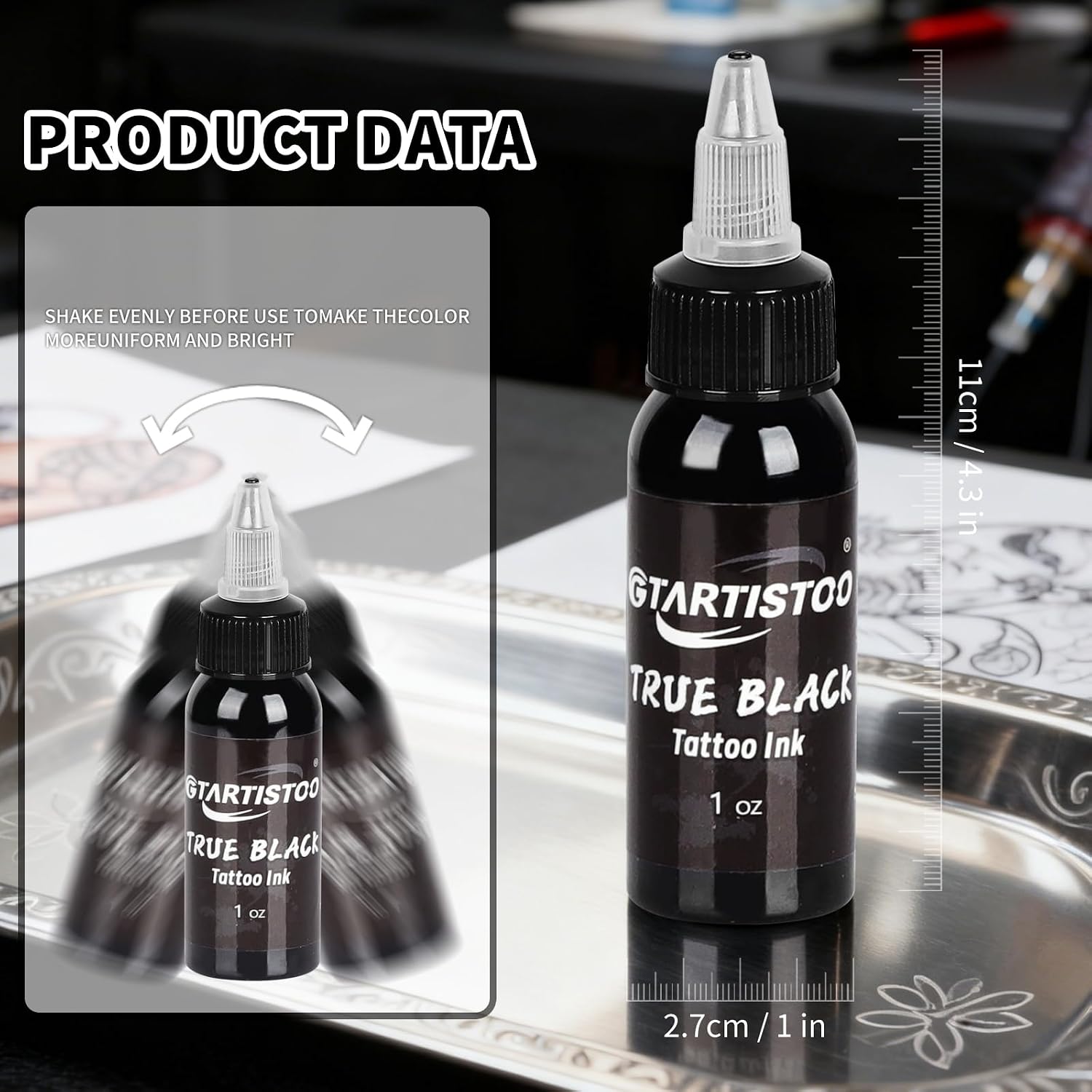 Black Tattoo Ink 1oz(30ml) GTARTISTOO