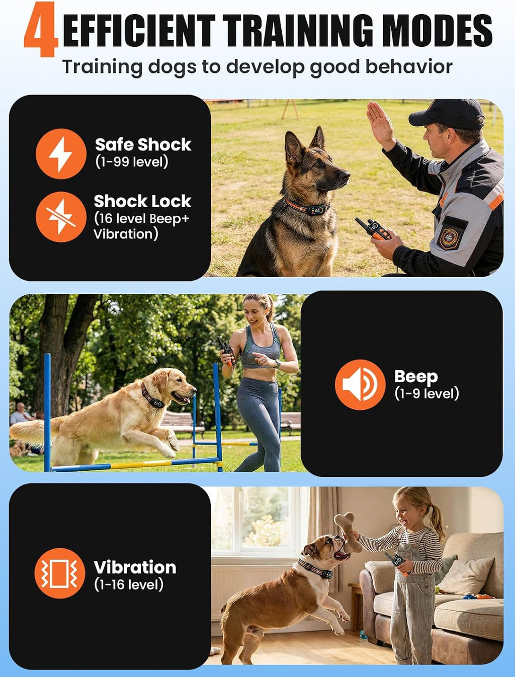 2-in-1 Dog Bark Collar with Remote & Training Collar, 5-120 lbs